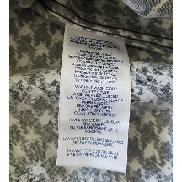 Chaps No Iron Womens Houndstooth Long Sleeve Button Shirt Size Med Black White - Picture 8 of 10